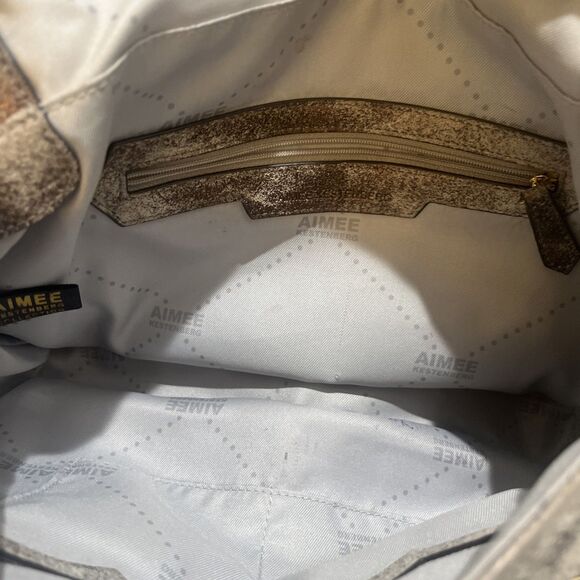 Aimee Kestenberg Soho Leather Gold Pink  Metallic Distressed Bag, Satchel - Picture 10 of 12